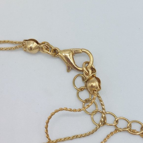 Gold Toned Chain Resin Stones Faceted Pink Ruby Red Very Long Double Strand 36" - Picture 6 of 6